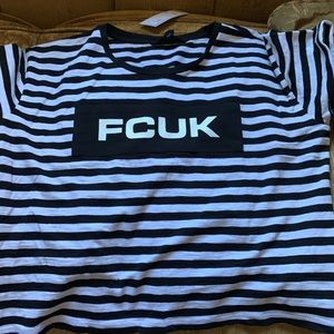 FCUK striped crop T-shirt